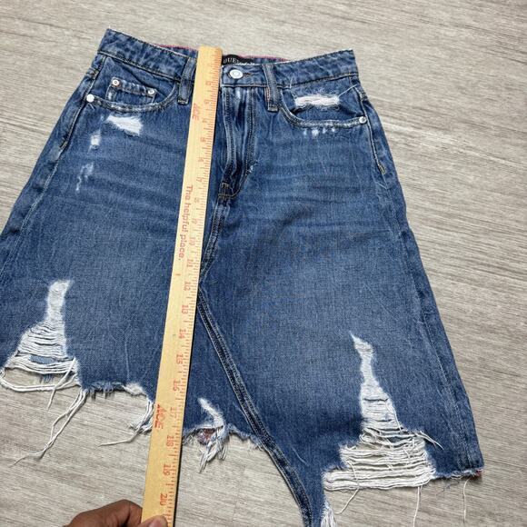 Guess 81 Denim Skirt Distressed Asymmetrical Women's 24 100% Cotton - Picture 7 of 7